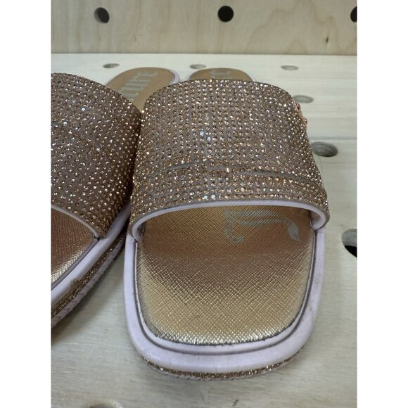 Juicy Couture Pink Rose Gold Sandals Glitter Strap Slides Size 7 SKU #4446 - Picture 4 of 10